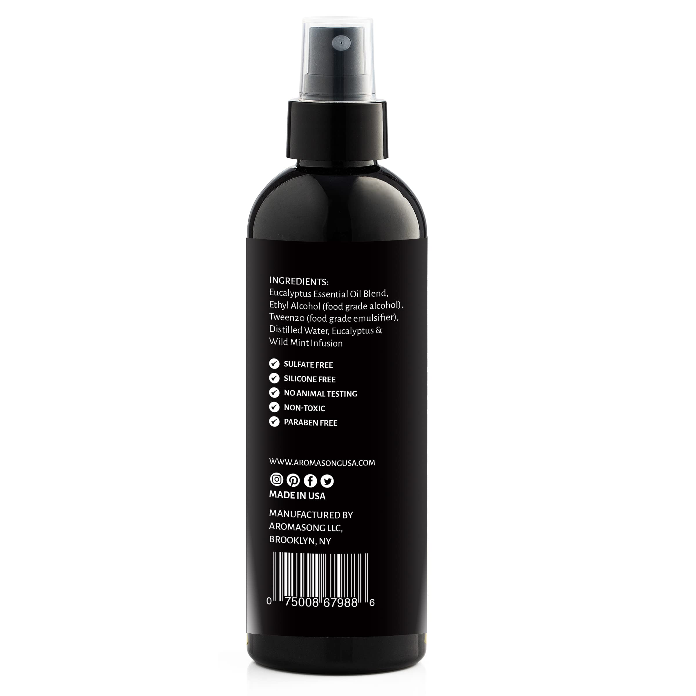 Aromasong Eucalyptus & Wild Mint Pillow Spray - All Natural Calming Linen & Bedtime Mist for Deep Sleep - Aromatherapy Essential Oils for Sleeping