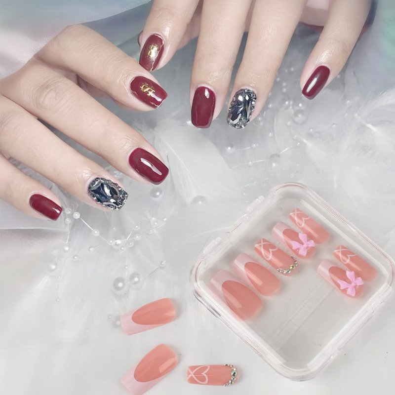 VYNYJOAN 15PCS Press On Nail Storage Box Fake Nail Container Packing Box With Adhesive Double Sided Tape for Nail Art Storage (Not Include Press On Nail)