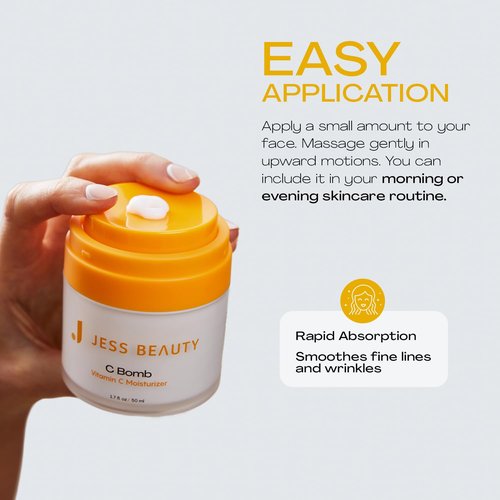 JESS BEAUTY | Skin Care C Bomb Vitamin C Face Moisturizer Even Skin Tone | Hydrating Skincare Face Cream Self Care 1.7 fl oz