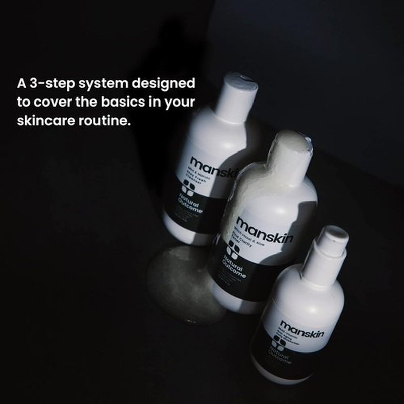 Natural Outcome Men's Skin Care Kit - Anti-Aging 3-Step Facial Regimen with Cleanser, Toner & Moisturizer