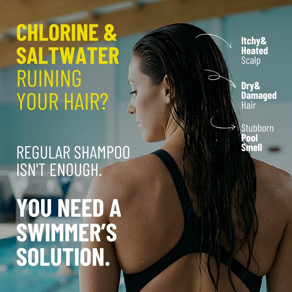 SWIM SALON Chlorine Removal Shampoo for Swimmers | Vitamin C Removes Chlorine & Prevents Hair Breakage | For Pool, Saltwater & Hard Water | Sulfate-Free, Silicone-Free (10.58 oz, Pack of 2)