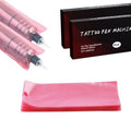 Large Tattoo Pen Covers 400Pcs - Tattoo Machine Covers Tattoo Grip Extra Wide Machine Bags 2.6"x7" Big Sleeves Pink Tattoo Supplies