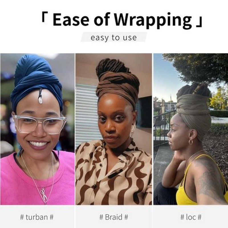 Head Wraps for Black Women Breathable Headwraps Scarf Long Hair Wraps Soft Wide Headbands Headscarves for Locs 5PCS
