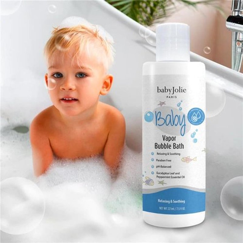 Baby Jolie Vapor Bubble Bath - Aromatherapy for Stuffy Nose & Cough Relief | Natural Eucalyptus & Peppermint, 7.5 oz
