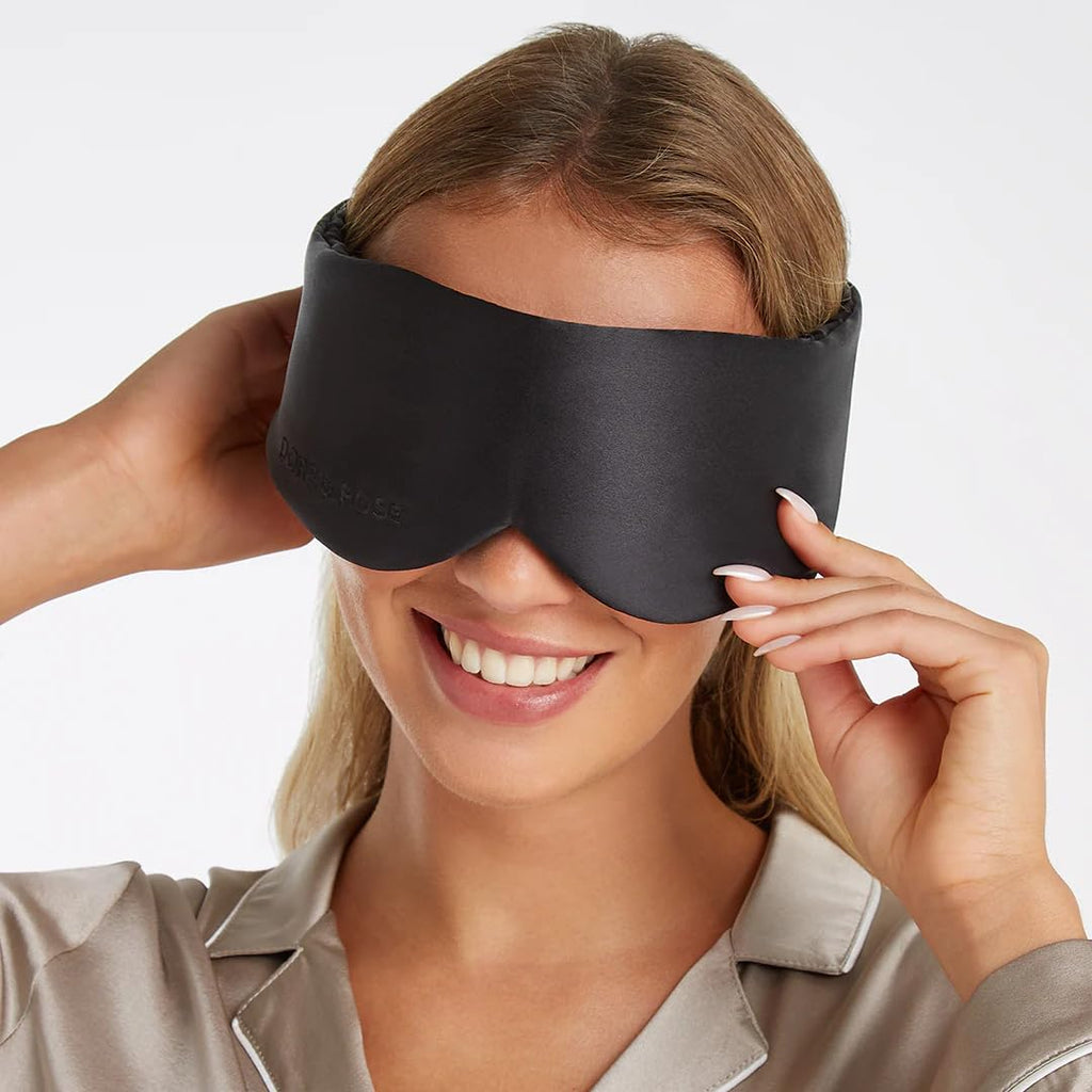 Dore & Rose — Mulberry Silk Sleep Mask for Women & Men, 3D Contour Blackout with cups, Pure Silk Eye Masks for Sleep, Travel Night - Eye Cover, Sleeping Mask, Sleepmask, Eyemask, Pods, Lash Extensions
