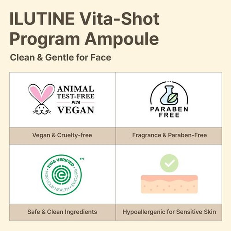 ILUTINE Vita-Shot Vitamin C Ampoule – Vitamin C Face Serum with Ectoine & Glyceryl Glucoside, Korean Skincare Ampoule for Daily Use