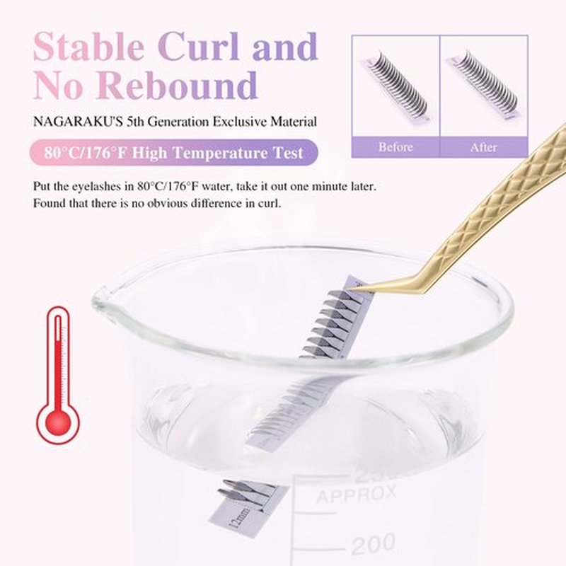 NAGARAKU Premade Spire Eyelash Extensions Air Series Feather Shape Manga Anime Individual Lashes Volume Soft Black Flat Root Spikes Fans Eyelashes DIY Clusters Lash Salon -0.07 D Curl 8-15mm Mix
