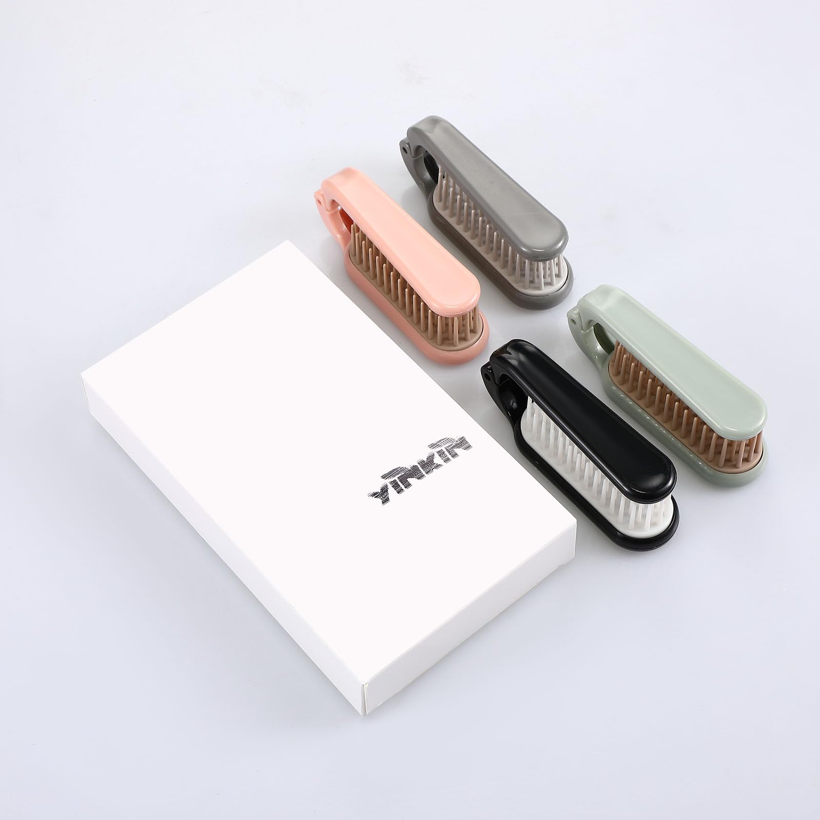 Yinkin 4 Pieces Folding Hair Brush Mini Foldable Hair Combs Compact Portable Pocket Size Travel Brush for Women Men Family School Travel Car Gym Bag Purse(Multicolor)