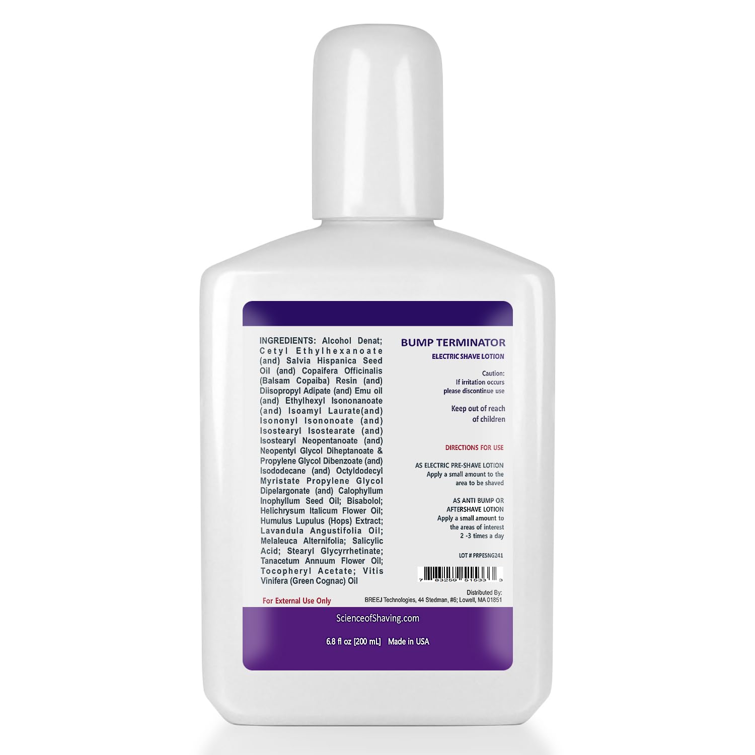 BREEJ Bump Terminator Pre Electric Shave and Anti Bump Aftershave Lotion | Razor Bumps and Ingrown Hair Treatment | After Shave Bump Treatment & Back Of Head Bumps Remover, 6.8 oz