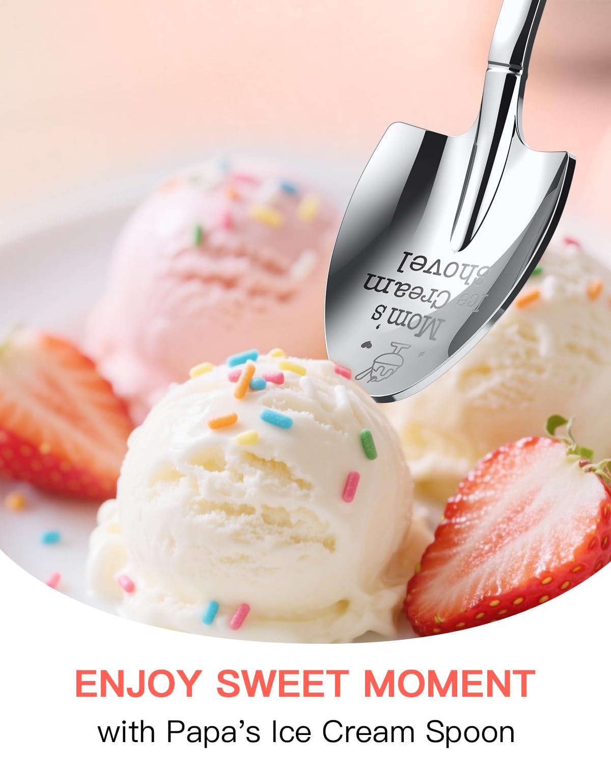 Mothers Day Gifts for Mom,Large Moms Ice Cream Shovel,Icecream Scoop Stainless Steel,Anniversary Birthday Mothers Day Gifts for Wife Daughter Sister Women Her (Mom's Ice Cream Shovel, Large)