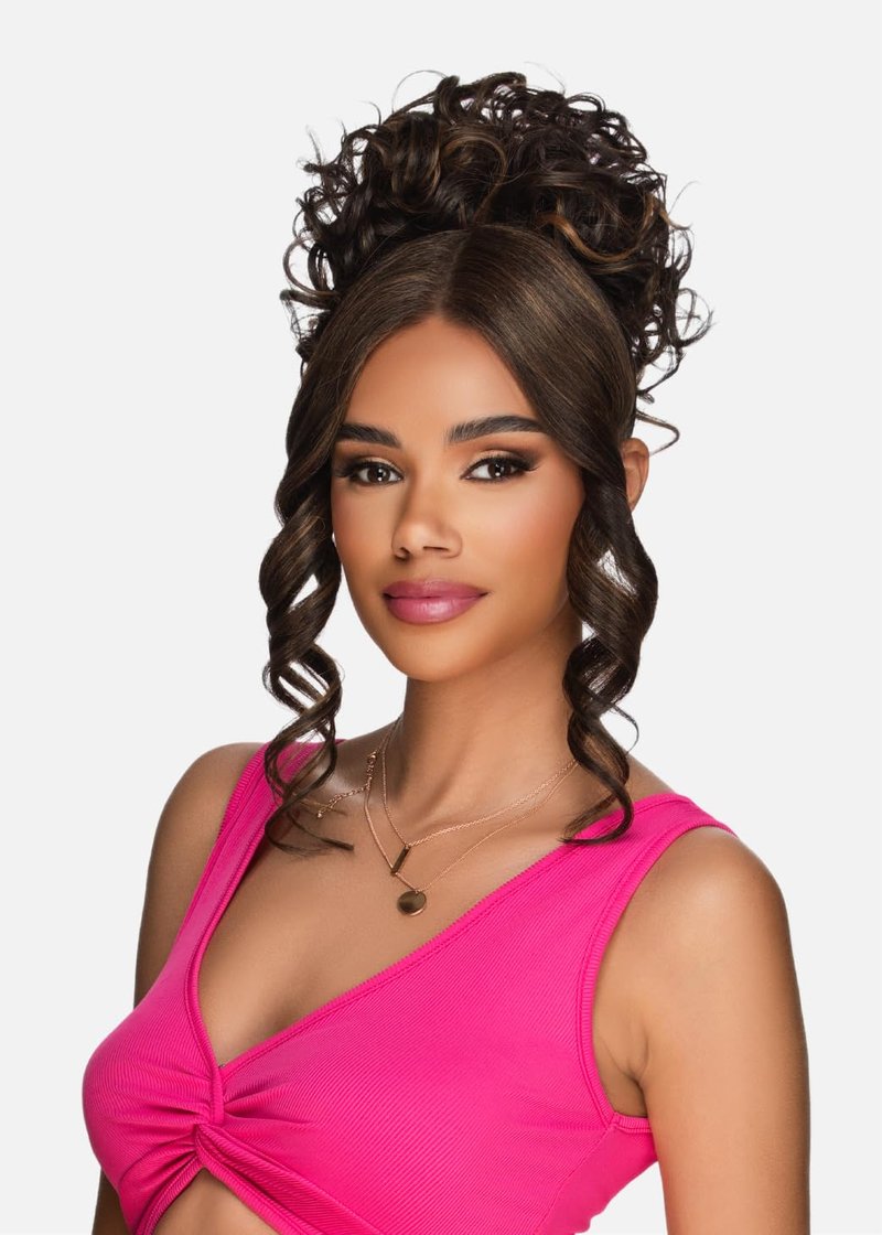 Vivica A. Fox Hair Collection LBPB-VIOLET, Bang & Bun, Quick and Easy Lace, Ponytail Bun and Lace Bangs (FS1B/30)