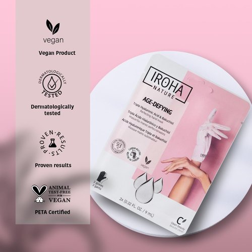 IROHA NATURE Anti-Aging Hand Mask Gloves | 4 Pairs | Triple Hyaluronic Acid, Bakuchiol & Niacinamide | Reduces Wrinkles & Dark Spots | Vegan & Cruelty-Free | 93% Natural Ingredients