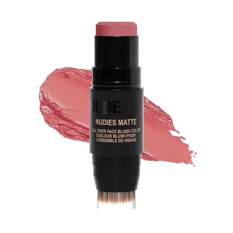 Nudestix Nudies Blush Stick – 3-in-1 Cream Blush for Cheeks, Eyes & Lips with Built-In Brush | Soft Matte Finish for a Natural Flush | Clean, Vegan & Travel-Friendly Makeup (Cherie)