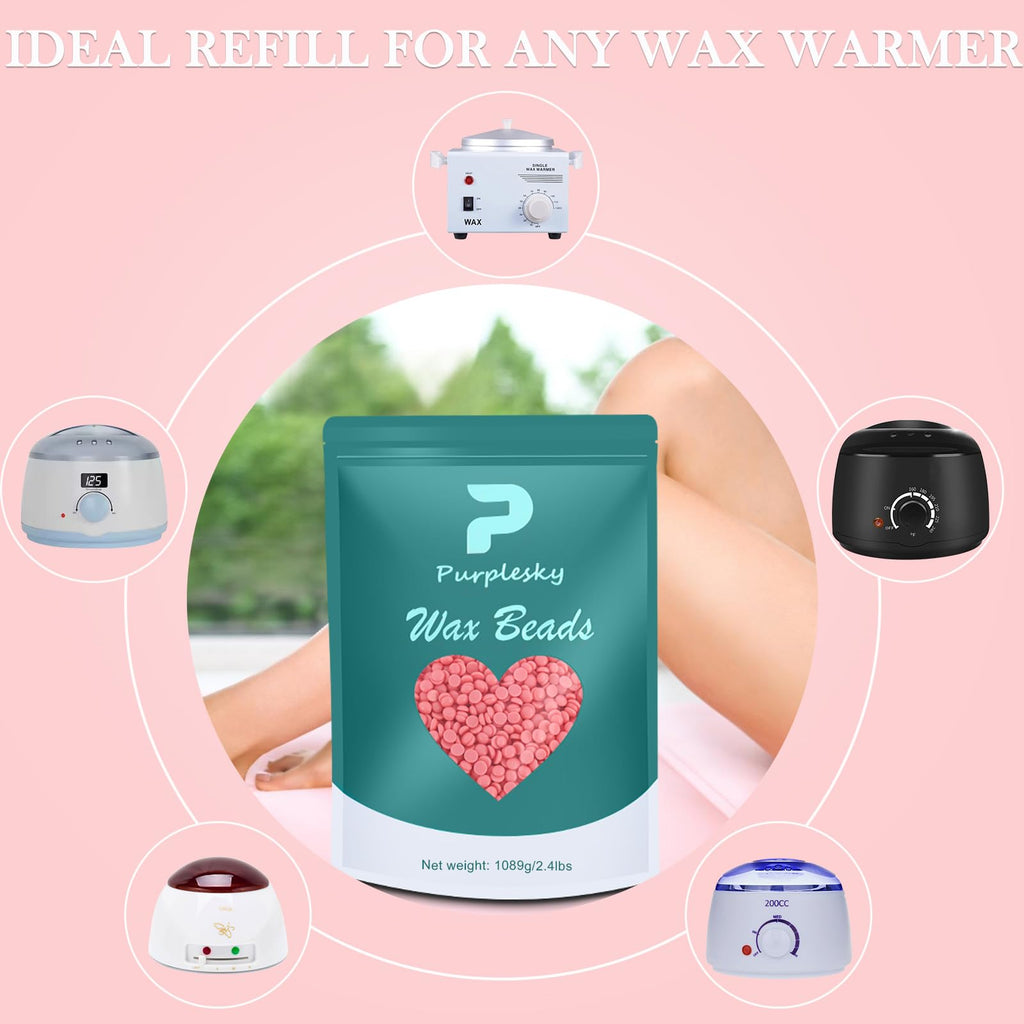 Wax Beads for hair removal- 1lb Hard Wax Professional Beans - Low Termperature Stripless Melting Wax for Body, Leg, Bikini Back, Nose, Upper Lip, Facial, Underarm - Brazilian Painless Waxing