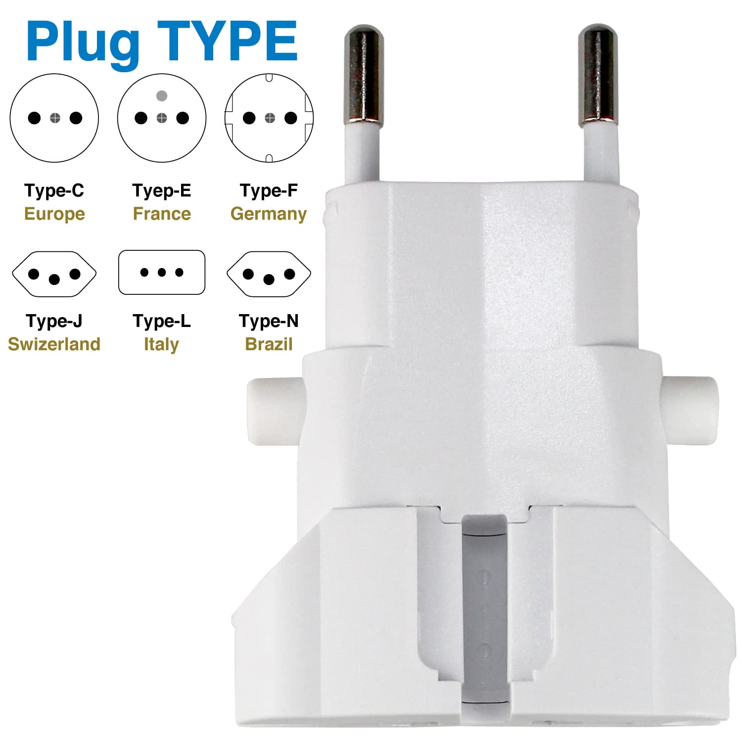 ROAD WARRIOR Worldwide Travel Plug Adapter European/UK/Australia/USA/India/Brazil/China Does Not Convert Voltage RW101WH