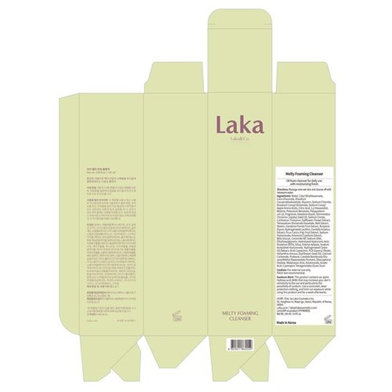 Laka Melty PDRN Oil Foam Cleanser, 145ml/4.9 fl.oz, Gentle Face Cleanser for All Skin Types, Deep Cleaning, Hyaluronic Acid, Soft Bubble, Korean Skincare