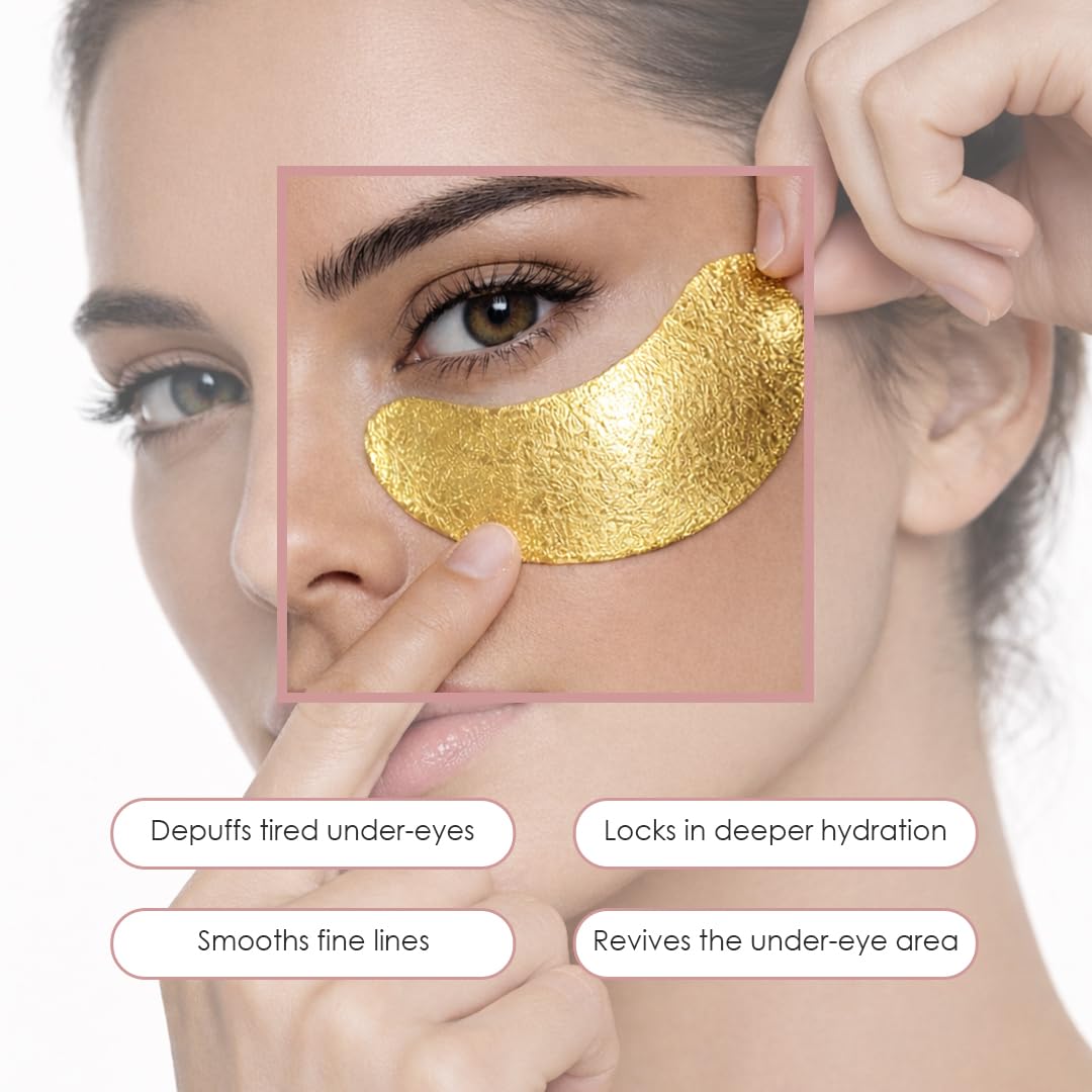 Sweet Dreams Collagen Glow Gold Eye Masks l Korean Under Eye Patches Puffy Eyes, Dark Circles & Wrinkles | Collagen, Niacinamide, Hyaluronic Acid & Peptides | Hydrating Eye Treatment& Self Beauty Care
