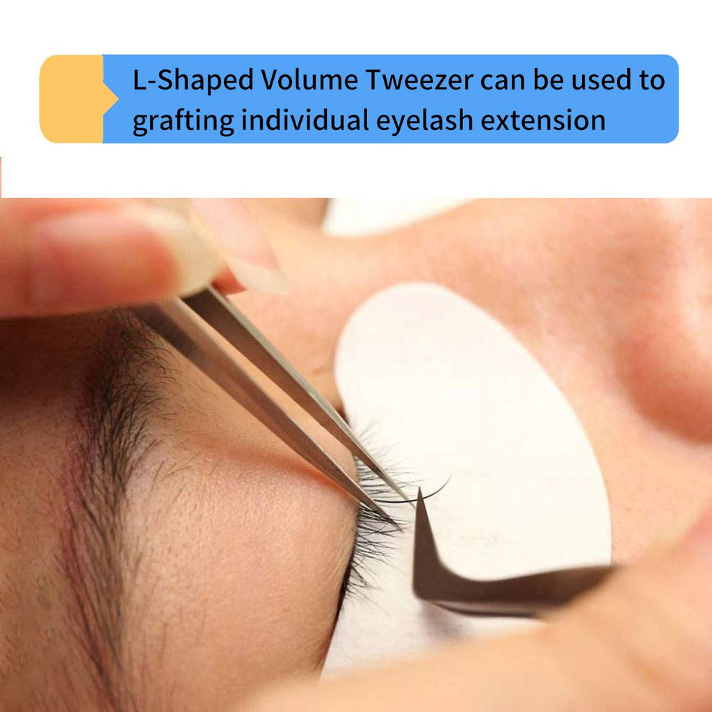 Individual C-Shaped Tip Lashes Tweezer - FEITA Professional Stainless Steel Curved Tweezers Precision for 3D Volume Eyelashes Extensions (1 Pc)