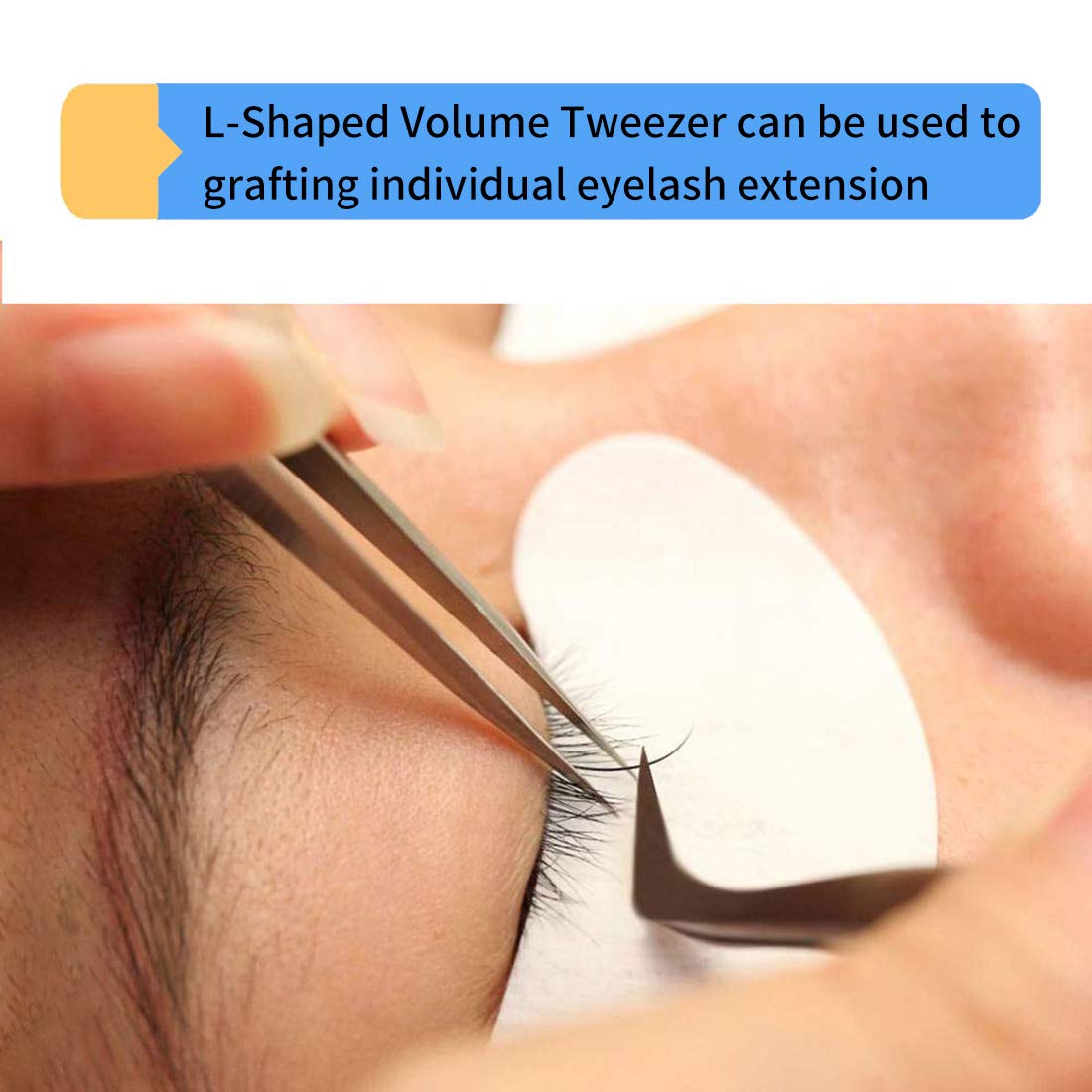 Individual C-Shaped Tip Lashes Tweezer - FEITA Professional Stainless Steel Curved Tweezers Precision for 3D Volume Eyelashes Extensions (1 Pc)
