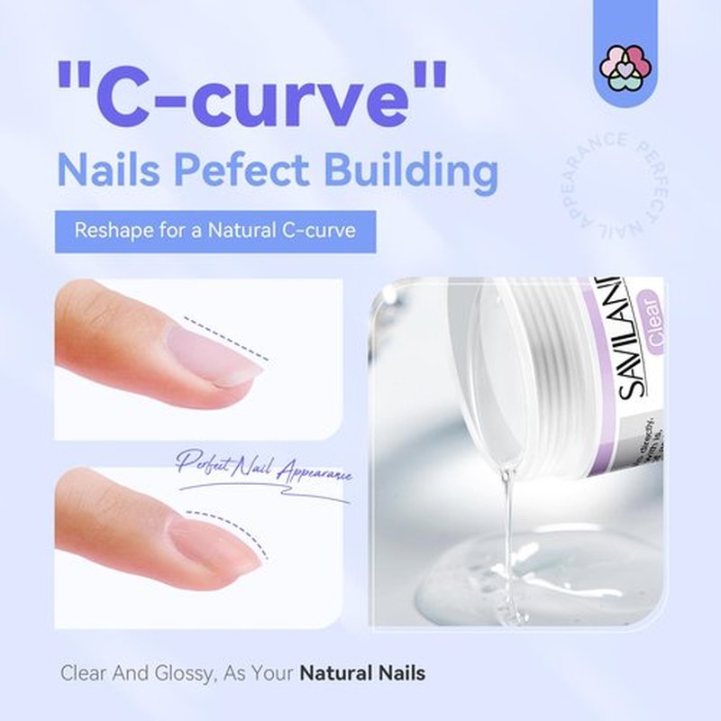 SAVILAND Builder Nail Gel Kit - 60g Clear Nail Extension Gel Set Nail Strengthen Nail Art Manicure Set with 100PCS Nail Forms and Acrylic Nail Brush for Beginners