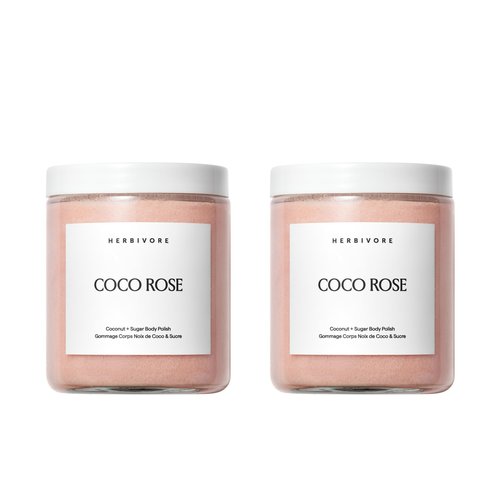 HERBIVORE Coco Rose Coconut Oil Body Polish | Exfoliating Body Scrub with Shea Butter | Smooths & Softens Skin, Plant-Based, Vegan, for All Skin Types, 237 mL / 8 oz (2-pack)