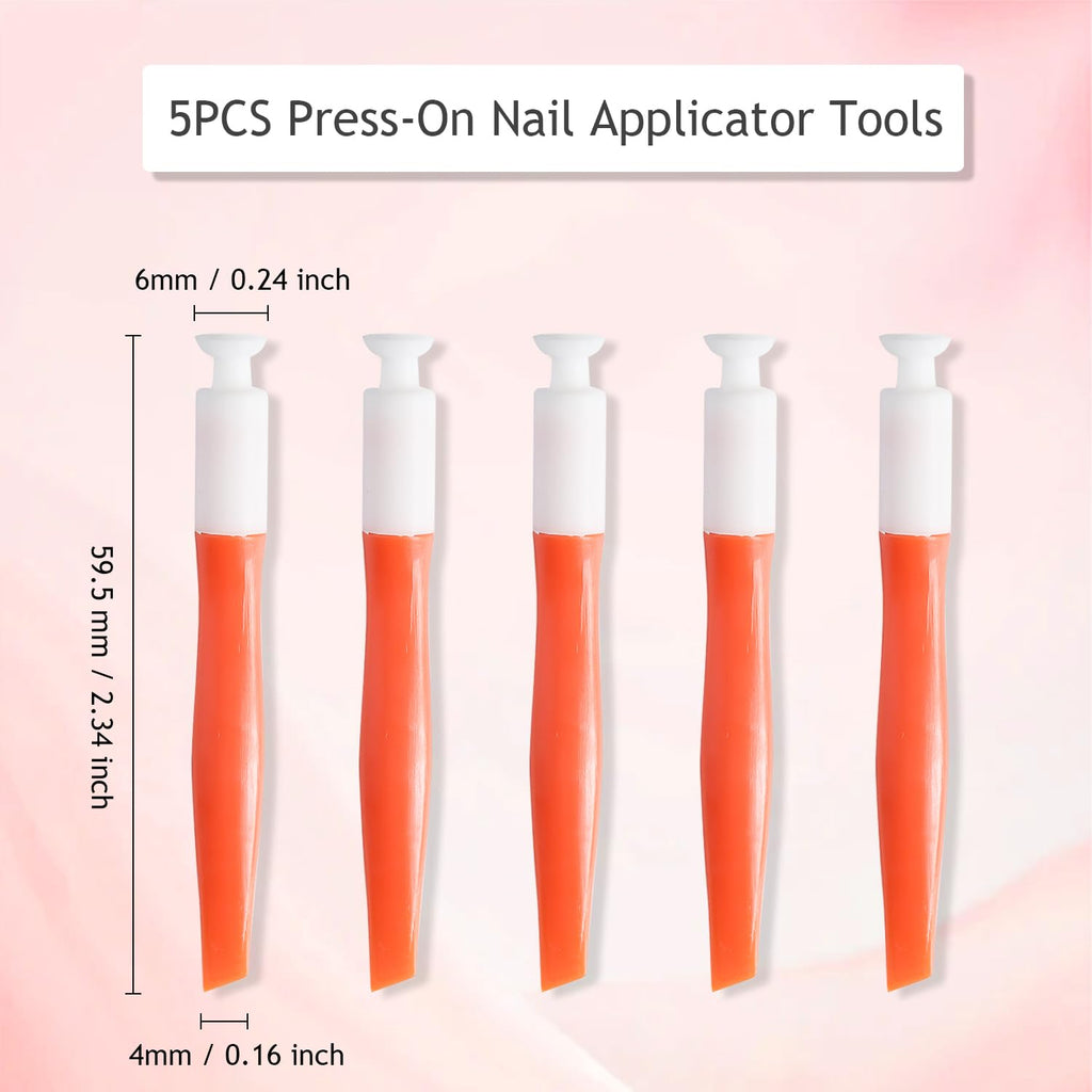 Furtherpretty 5PCS Press-On Nail Applicator Tool Set, Press-On Nail Holder & Removal Tools with Silicone Suction Cup and Nail Lifter Pry Bar, Damage-Free Fake Nail Tips Remover for Home Manicure