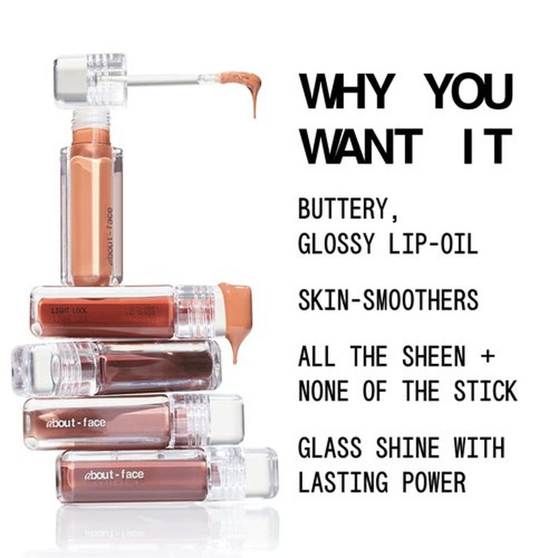 about-face Light Lock Lip Gloss it's Not You, It's Me – Non-Sticky, High-Shine Lip Oil Gloss with Coconut Oil, Peppermint & Lavender – Vegan, Cruelty-Free, Clean Beauty – 0.21 oz (Pink Sparkle)