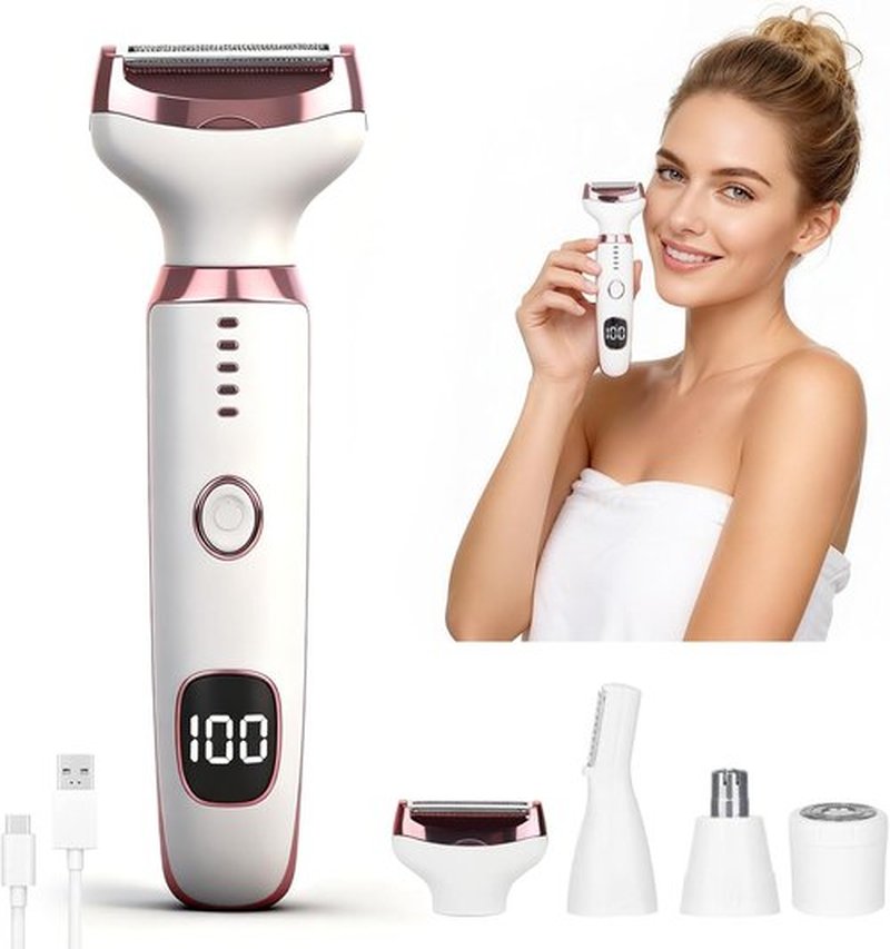 2026 LED Display Electric Razor | Skiennix Women's Wet & Dry Shaver - Painless 4-in-1 Cordless 3-Blade for Legs, Arms, Bikini