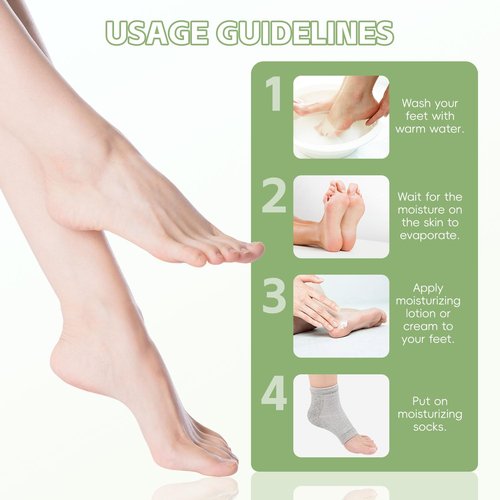 HATINXIA 2 Pairs Moisturizing Socks, Heel Socks for Cracked Heel Repair Treatment, Silicone Gel Toeless Socks, Foot Care Socks for Dry Cracked Feet Women, Lotion Moisture Pedicure Socks (Skin+Grey)