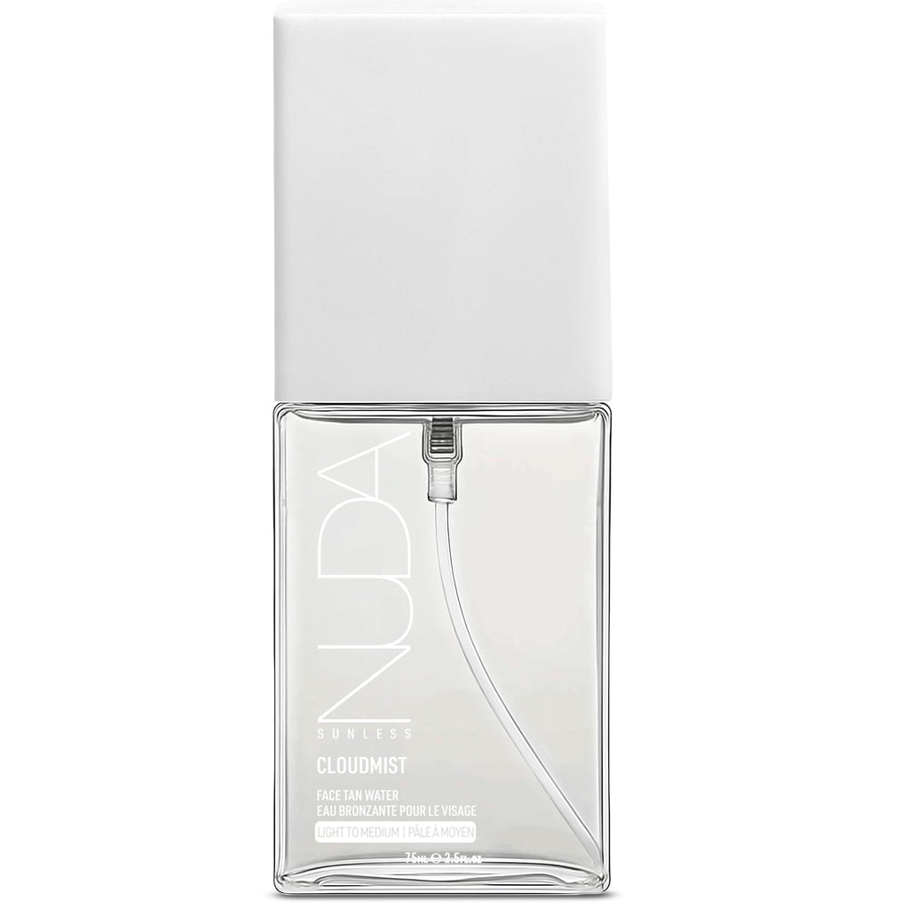 Nuda CloudMist Face Tan Water | Buildable Facial Tanning Mist for Light to Medium Complexions | Infused with Vitamins and White Tea & Rosehip Extracts | Lightweight, Bronzer-Free Formula, (2.5 Fl Oz)