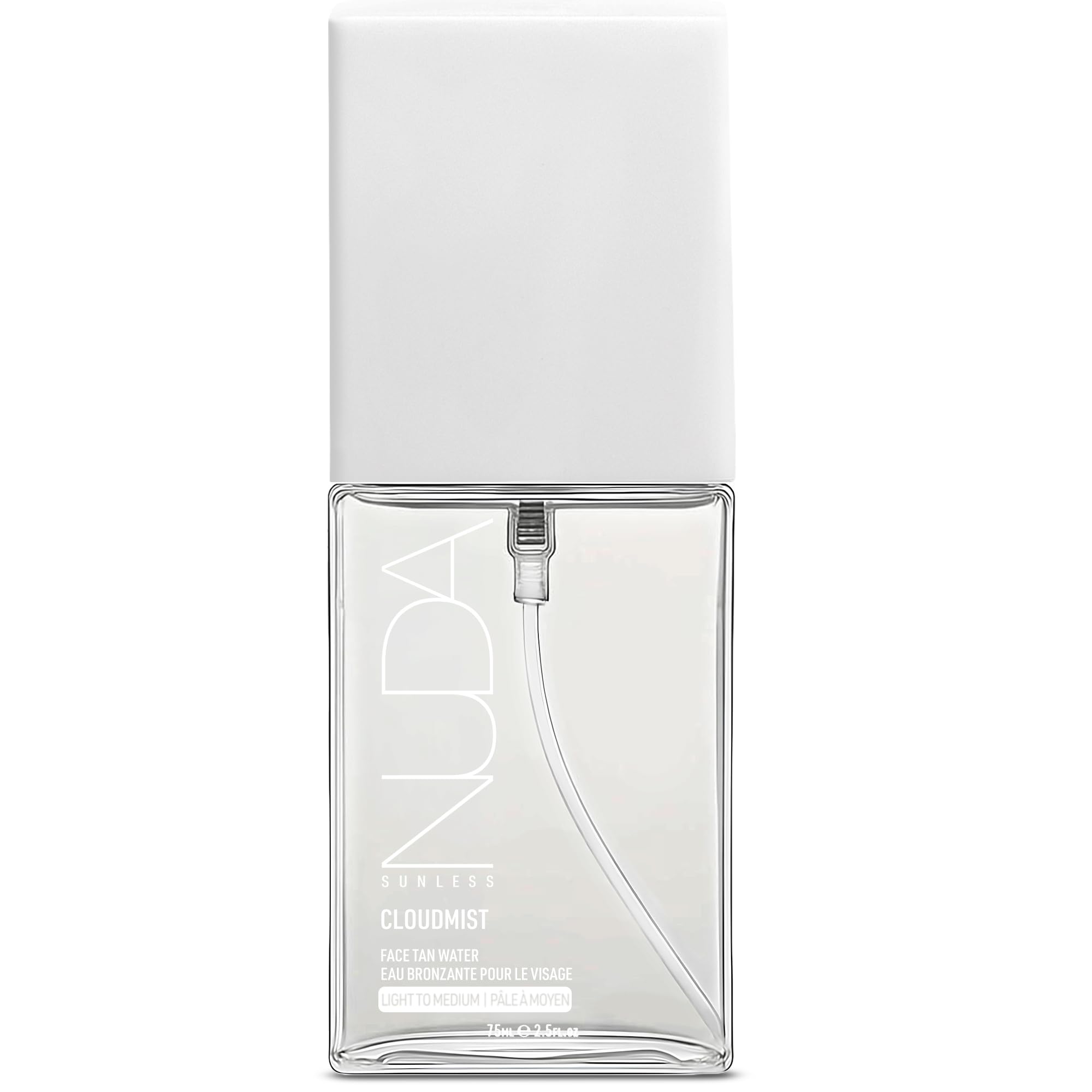 Nuda CloudMist Face Tan Water | Buildable Facial Tanning Mist for Light to Medium Complexions | Infused with Vitamins and White Tea & Rosehip Extracts | Lightweight, Bronzer-Free Formula, (2.5 Fl Oz)