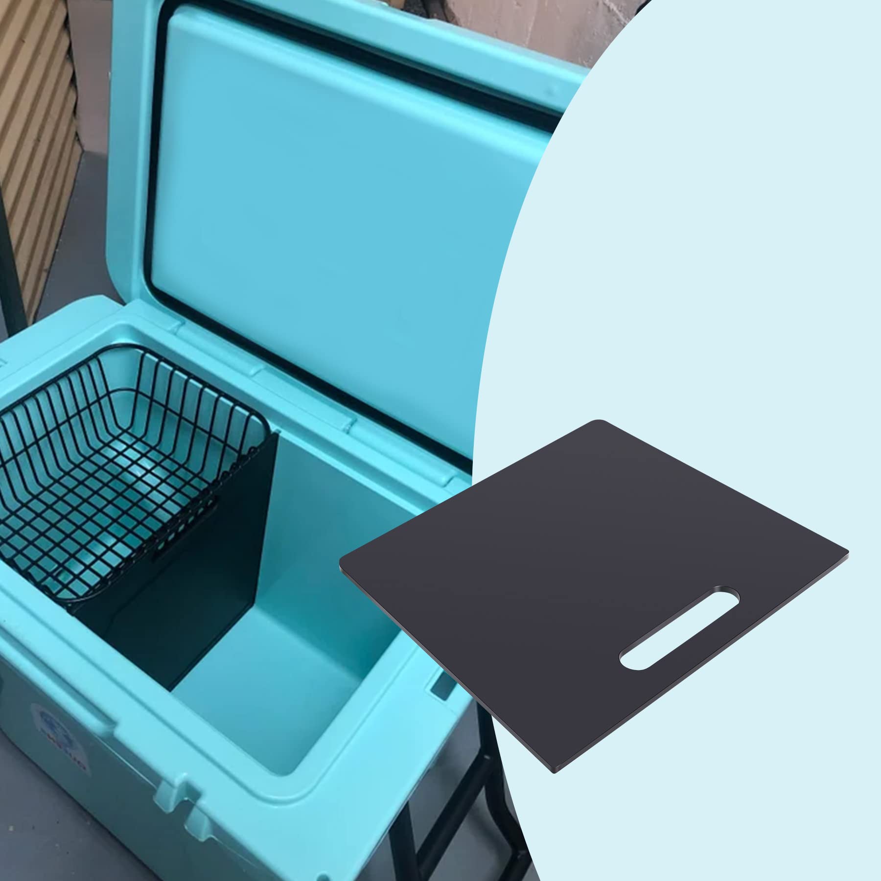 Poweka Cooler Divider Cutting Board -Size 65 Compatible with Yeti Tundra 65 Quart Models Cooler Accessories,Black