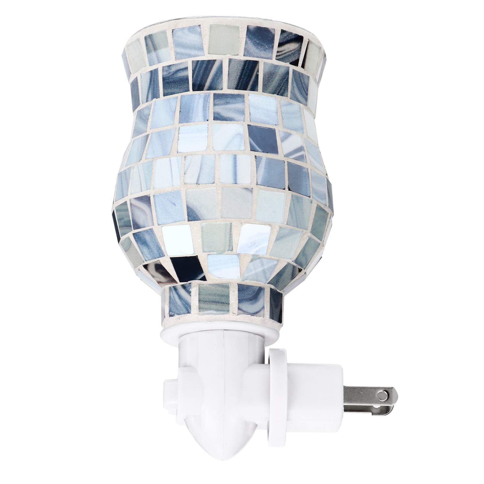 Uonlytech Plug- in Fragrance Wax Melt Warmers Glass Mosaic Oil Warmer Home Fragrance Diffuser Night Lamp Blue