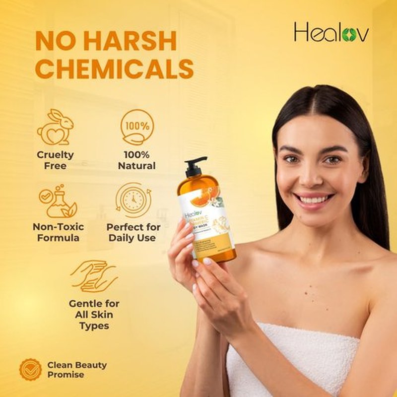 Turmeric Body Wash – Natural Skin Brightening Soap for Dark Spots & Hyperpigmentation – Exfoliating Turmeric Face & Body Wash for Scars, Glow & Gentle Daily Cleansing – Plant-Based Liquid Bath Soap