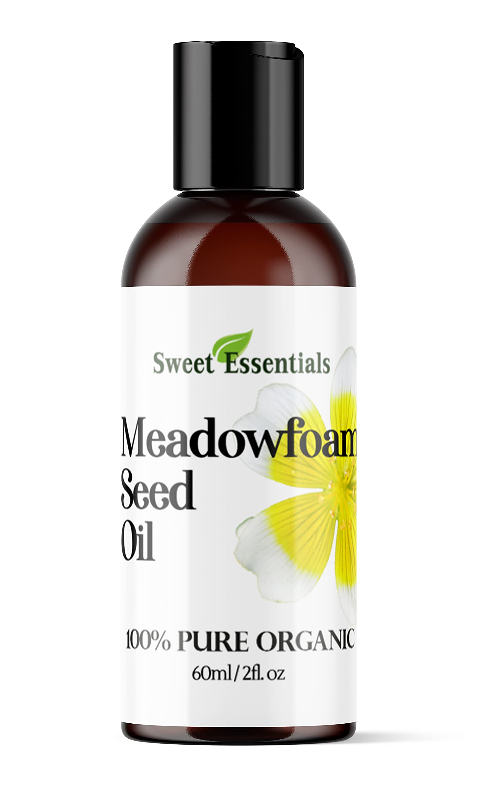 Sweet Essentials Premium Organic Meadowfoam Seed Oil, Imported From Canada, 2oz, 100% Pure, Cold Pressed - For Hair, Skin and Nails | Perfect Carrier Oil | Also Excellent For Mature Skin