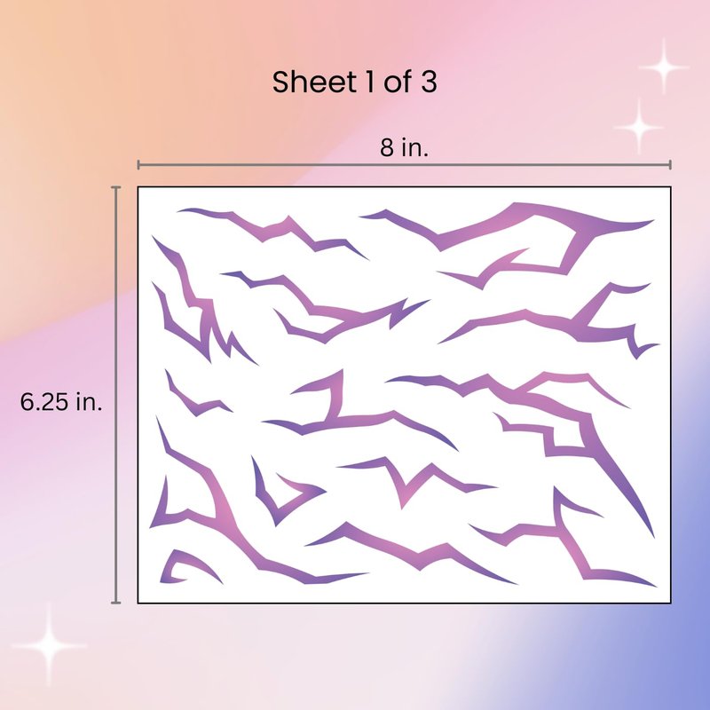 UV Glow Pattern Temporary Tattoos | 3 Sheets Purple Demon Energy Pattern | Blacklight Activated Neon Blue | Hunter Cosplay | Fake Tat Stickers | Kpop Birthday, Glow Party, RPD, Halloween