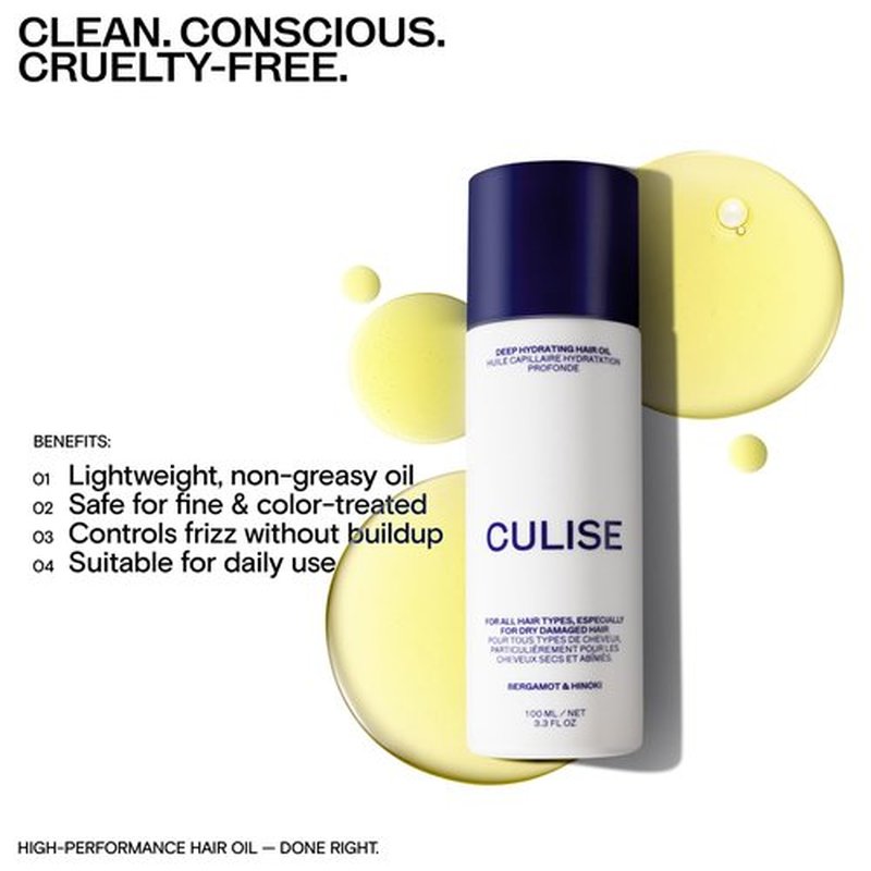 CULISE Korean Deep Hydrating Hair Oil for Frizzy Dry Damaged - Instantly Controls Frizz, Adds Shine, Softens Split Ends - Lightweight Nourishing Oil, Moisturizing Heat Protectant - 24-Week Supply