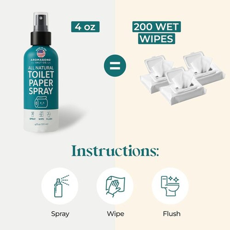 Aromasong 100% Natural Toilet Paper Spray - Flushable Moistener for Personal Cleansing | Septic Safe, 4 fl oz