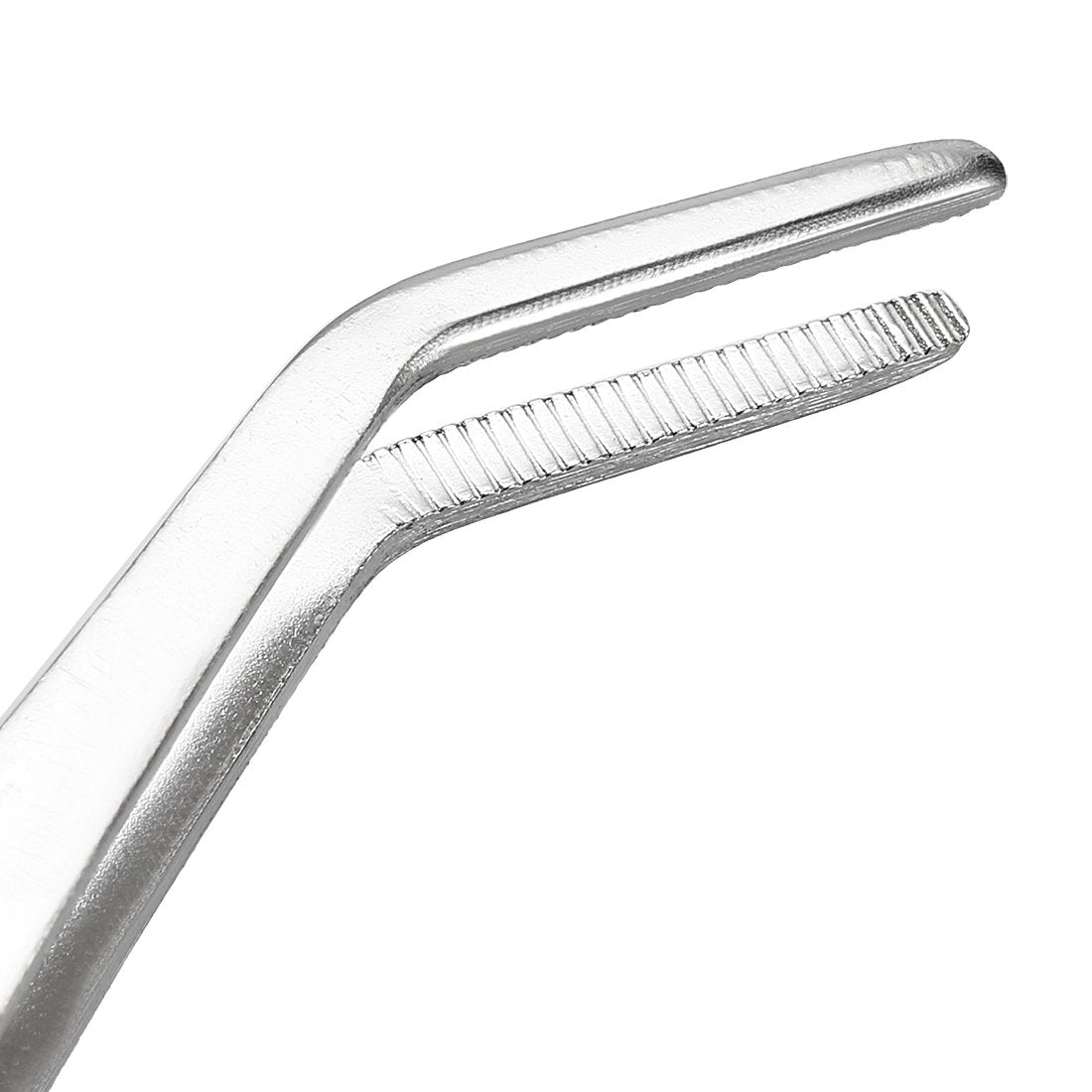 uxcell 8-Inch Stainless Steel Tweezers with Curved Serrated Tip Daily Garden Tool
