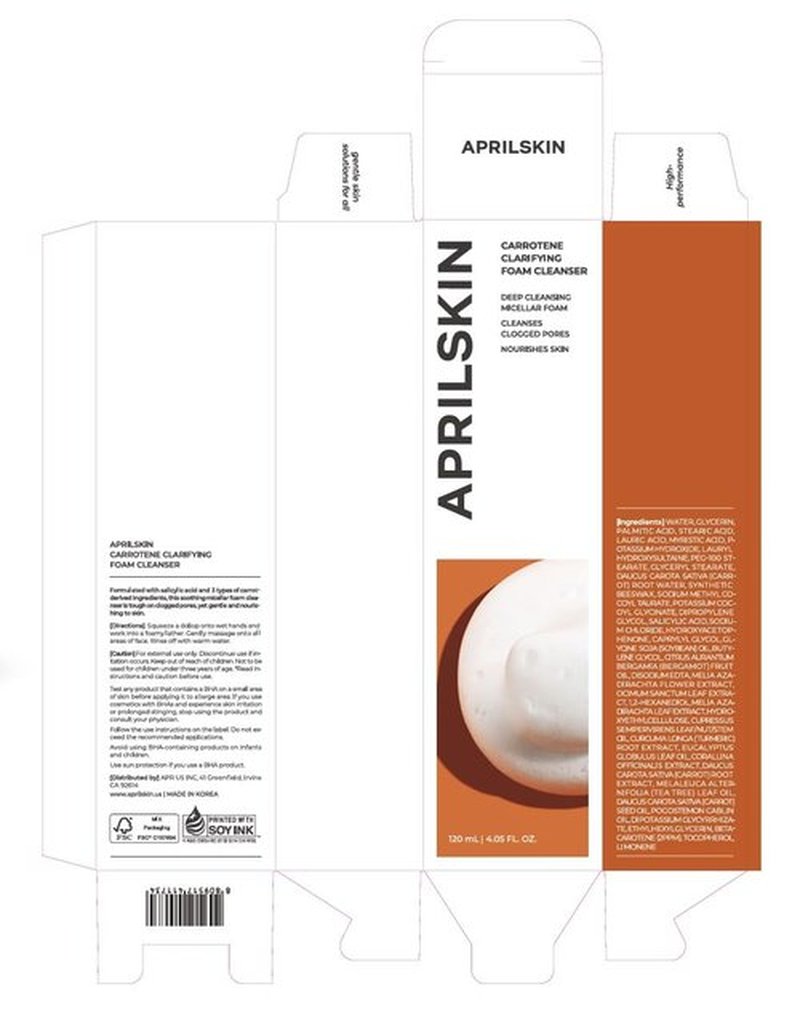 Aprilskin Carrotene Foam Cleanser - Deep Cleansing with BHAs for Oily, Sensitive Skin - 120ml | Vegan & Cruelty-Free