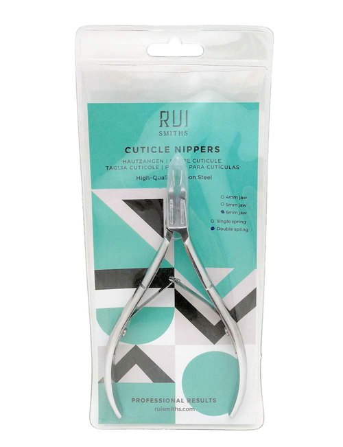 Rui Smiths Carbon Steel Cuticle Nippers - Professional Carbon Steel French Handle - 6mm Jaw, Double Spring