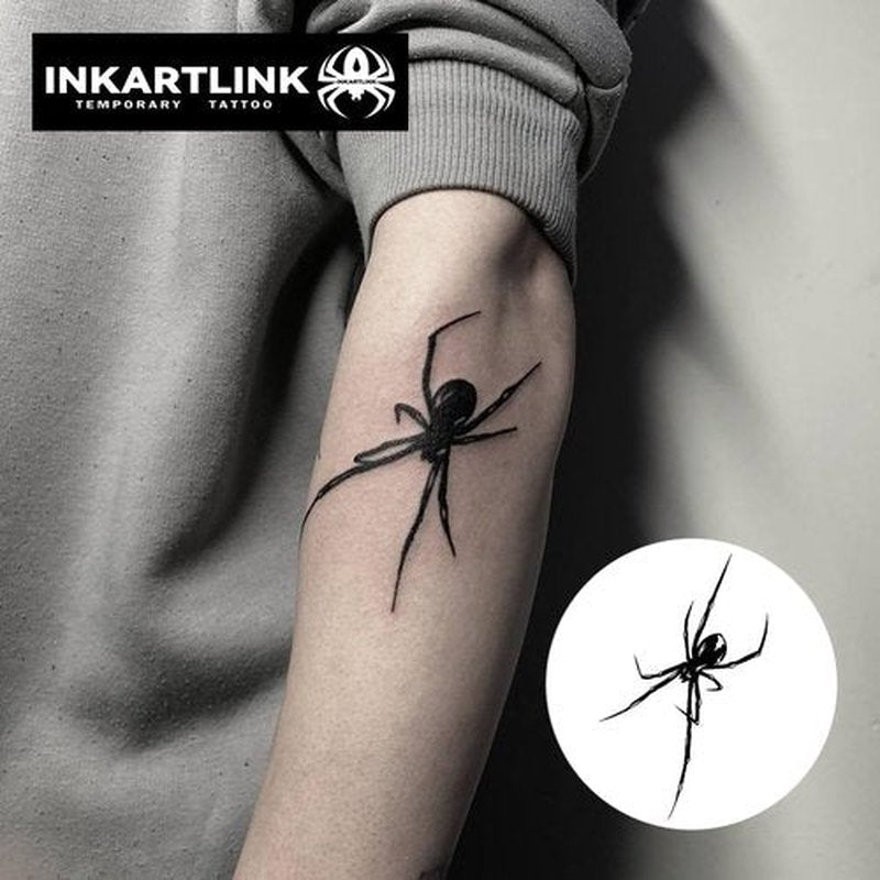 INKARTLINK Semi-Permanent Tattoo Stickers, Creative Halloween Party Dark-Themed Temporary Tattoos for Men, Exquisite and Realistic Design, Cruelty-Free, Non-Reflective, Waterproof (Spider 2)