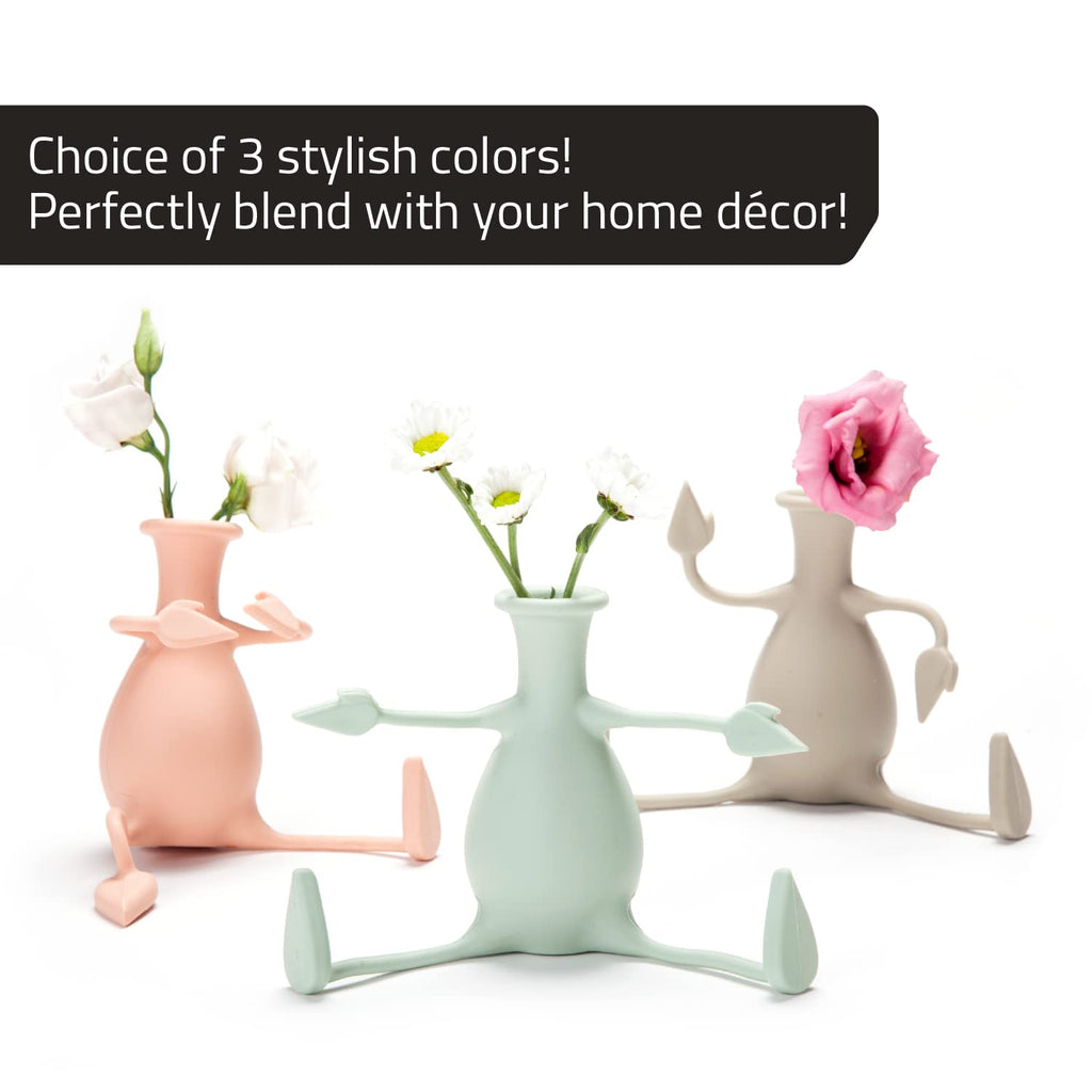 Florino – Friendly Flower Vase Modern Home Décor Vase for Flowers Unique Gifts by Peleg Design (Stone)