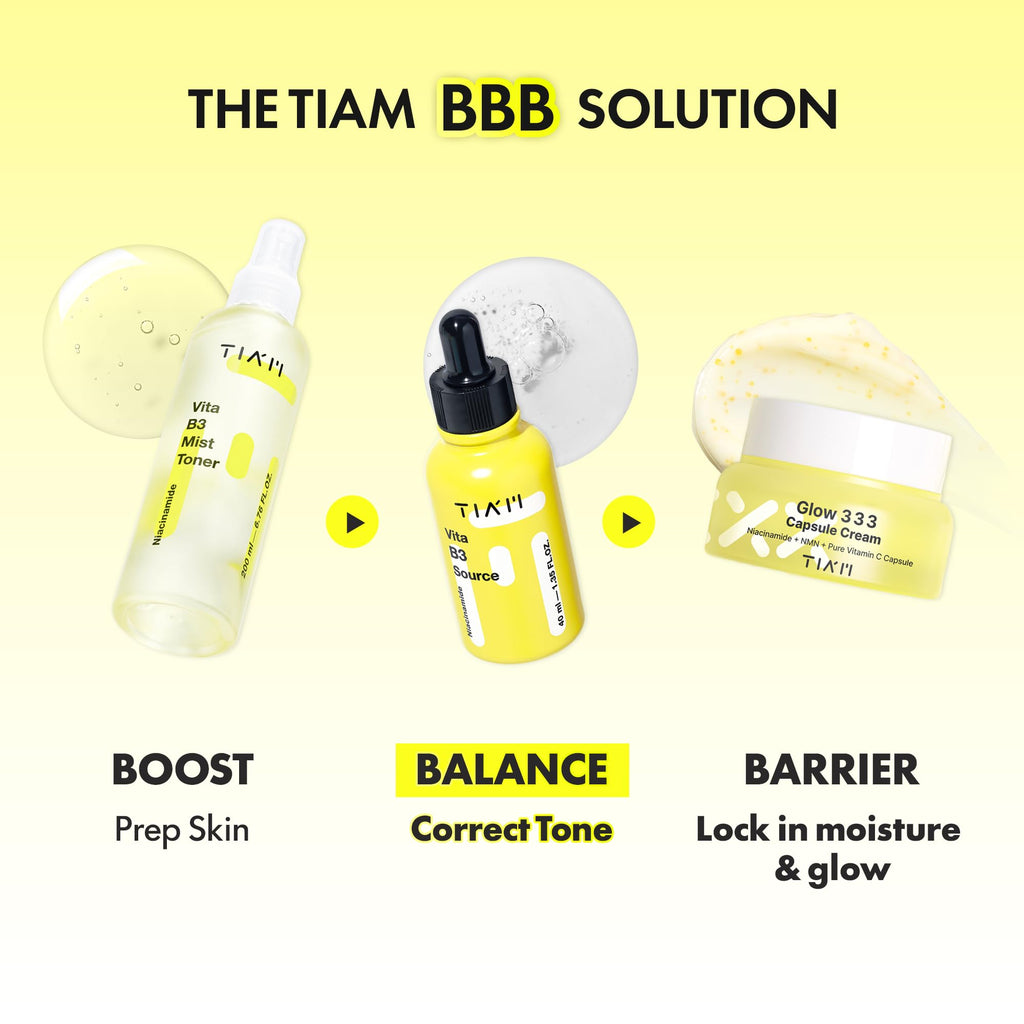 TIAM Vita B3 Source Serum, Niacinamide 10% + Arbutin 2%, Charming Tone Maker Tone-Balancing Treatment for Uneven Skin Tone, Dark Spot Care & Skin Clarity, Lightweight Daily Facial Formula, 1.35 fl oz