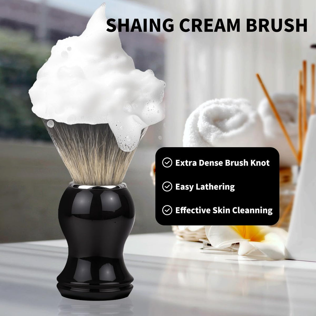 Shaving Brush Set 2 in 1, Shaving Brushes for Men with Comfortable Handle, Soft Bristle Shave Brush Shaving Kit Includes Brush Stand, Christmas, Birthday Gift for Bearded Man