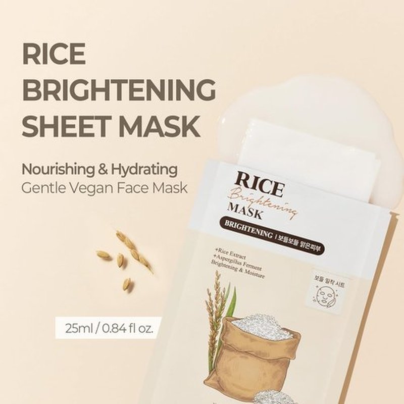 SKINFOOD Rice Daily Sheet Mask - Hydrating & Nourishing Vegan Face Mask with Rice Essence | 10 Pack for Radiant Skin