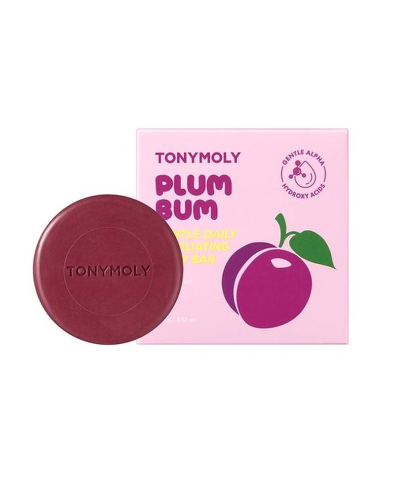 TONYMOLY AHA Exfoliating Body Bar - Gentle Daily Buffing Soap with Plum & Cica Extract for Soft Skin