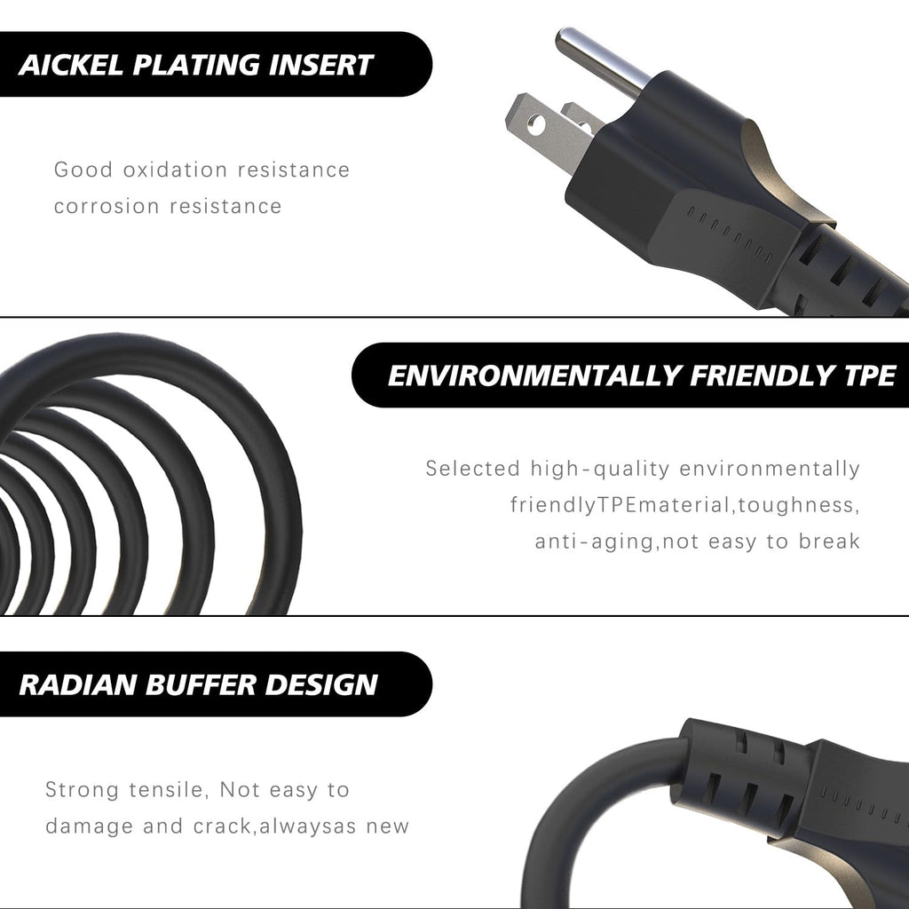 3 Prong Power Cord Compatible with Horizon Fitness Treadmills, Power Cable Replacement for BowFlex, Superfit, Sole E35 E55 F63 F80,for Goplus 2 in 1 Folding Treadmill,Computer TV ect Universal Charger
