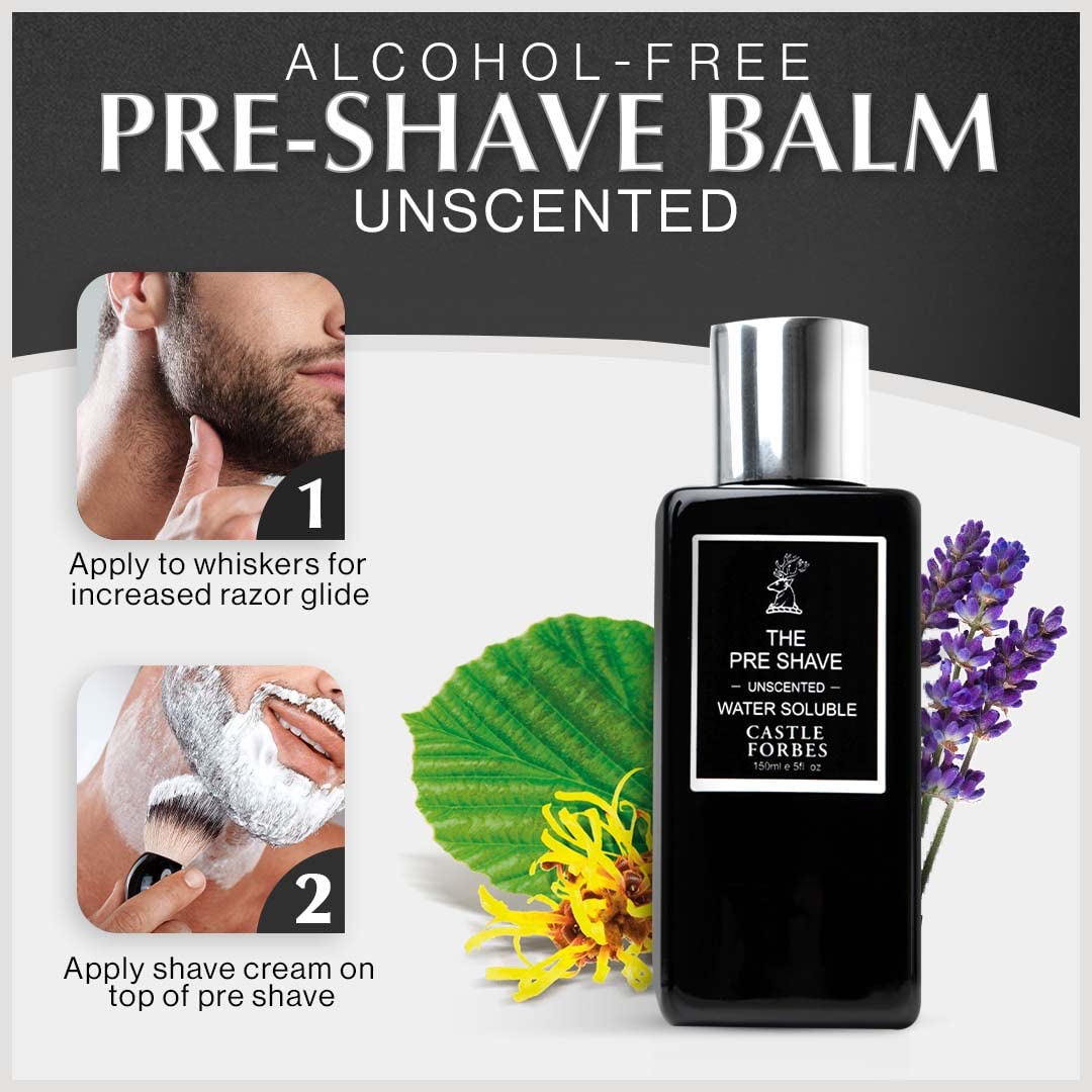 Castle Forbes Preshave Lotion, 5 fl. oz. | Unscented Pre Shave Conditioning Cream | Protects Skin From Razor Burn, Irritation | Luxury Beard Shaving Lotion For All Skin Types | Natural Beard Care