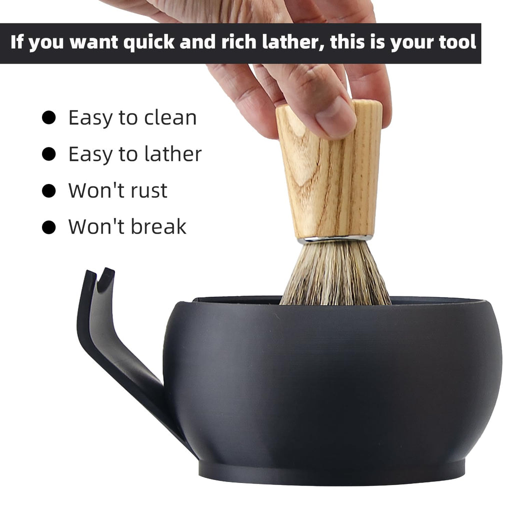 Grandslam Shaving Bowl with Ridges, Shaving Mug with Brush Stand, Shaving Soap Bowl for Shaving Cream and Soap, Durable & Holds Heat Longer, Rich & Thick Lather, Great for Traveling and Use at Home